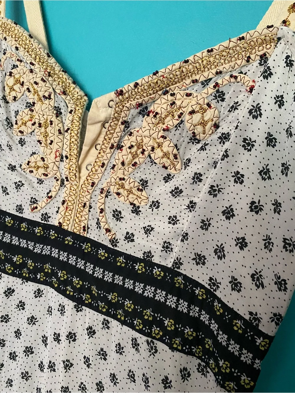 Free People Floral Sundress Smocked Back 0